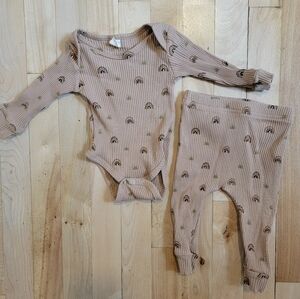 Baby Two Piece Set Unisex Brown Rainbow